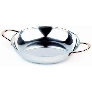 APS 60119 Servierpfanne, Ø 19 cm, Höhe 3,5 cm, Edelstahl poliert, vergoldete Edelstahl-Griffe