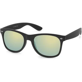 Stylebreaker "Nerd Sonnenbrille mit Rechteckigen Gläsern, 1 Stk., gestell schwarz matt, glas gelb