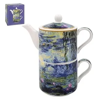 The Leonardo Collection Claude Monet Tea for One | Keramik-Teekanne und Tasse Set | Schönes Geschenk für Zuhause | Stilvoll bedruckte Teekanne für Tee-Enthusiasten