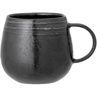 Bloomingville Keramik Tasse Teetasse Kaffeetasse mit Henkel Raben, schwarz, Keramik, handgemacht in Portugal