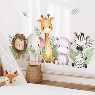 SHUCHING Wandtattoo Dschungel Tiere für Baby | Wandsticker Safari Tiere, Selbstklebend Wandaufkleber für Kinderzimmer Babyzimmer