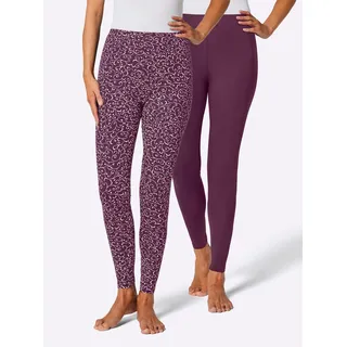 Leggings, Damen, Gr. 22/23, Kurzgrößen, rot (bordeaux), 95% Baumwolle, 5% Elasthan, unifarben, Hosen Leggings