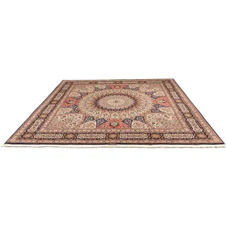 morgenland Orientteppich »Perser - Täbriz - Royal quadratisch - 253 x 250 cm - hellbraun«, quadratisch, 7 mm Höhe, Wohnzimmer, Handgeknüpft, Einzelstück mit Zertifikat, braun