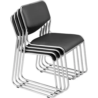 pro.tec Konferenzstuhl Kunstlederbezug Schwarz 4er Set