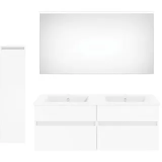 Puris Badezimmer , Weiß Hochglanz , Holzwerkstoff , 2 Schubladen , 150 cm , Goldenes M, Made in Germany , hängend , Badezimmer, Badmöbelsets & Badmöbelserien, Badmöbel-Sets