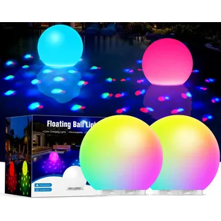 DeeprBlu 2025 Schwimmende Poolbeleuchtung mit Unterwasser Lichtshow, Vielfarbig Poolbeleuchtung Akku, Leuchten Ball LED Pool Lichter, Wasserdicht Whirlpool Beleuchtung, Badewanne Licht für Spa - 2 Stk