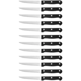 AURMOO Steakmesser 12-teiliges, Scharfes Steakmesserset mit Wellenschliff, Profi Steakmesser-Set, Messer Set aus Edelstahl, Scharfes Küchen-Steakbesteck