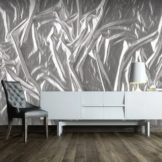 Kunstloft Vliestapete Silber 250/175 cm , Silberfarben , Textil , 250x1 cm , Tapeten & Wandverkleidungen, Vliestapeten