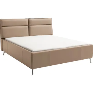 Polsterbett HOME AFFAIRE "Cozy Town", bisquit, B:226cm H:108cm L:236cm, 100% Leder, Betten, Polsterbett, inkl. 7-fache Einlegetiefenverstellung & saugroboterfreundliche Höhe