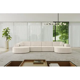 altdecor Ecksofa in U-Form Corner Sofa Bett Eckcouch Couch L-Form Wohnlandschaft Cauchsofa MARI-U2-388x171x79,5 cm Beige