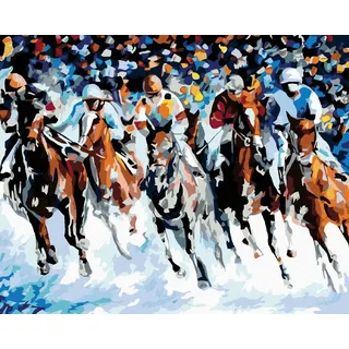 Diamondi - Diamond painting - PFERDE UND JOCKEYS, 40X50 cm, mit Keilrahmen (bereits gespannt)