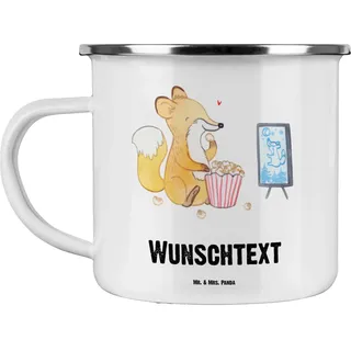 Mr. & Mrs. Panda Becher personalisiert Fuchs Filme gucken - Personalisierte Geschenke, Geschenk, Tasse, mit Namen, personalisierbar, Kino, Fernsehen, TV, personalisierbare, Kaffeetasse, Filmabend