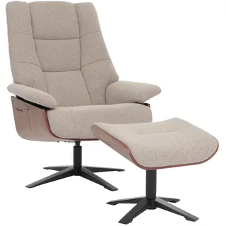 MCA Furniture Relaxsessel HWC-N57 Bouclé 81 x 125 x 0 cm Braun mit Hocker