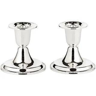Edzard 2er Set Kerzenständer Perla (H 7 cm) edel versilbert - Kerzenhalter zur Tischdeko, Dekoration - Windlicht, Kerzenleuchter für Stabkerzen, Lange Kerzen in Silber, Kerzen Deko anlaufgeschützt