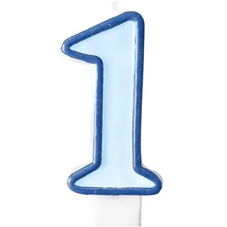 decoraparty Geburtstagskerze mit Zahl 1 7 cm blau