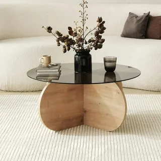 Skye Decor, Bubble - Sapphire Oak, Fume, Couchtische, Eiche, Glas, 75 x 35 x 75 cm - Braun