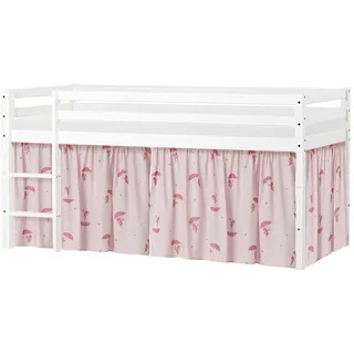Spielbett HOPPEKIDS "ECO Dream, Hochbett, teilbar in 2 Einzelbetten", rot (rot, weiß), B:101cm H:105cm L:208cm, Vorhang: 100% Baumwolle, Matratzenbezug: 100% Baumwolle, Matratze: Kaltschaum, Betten, Spielbett, Massivholz, wahlweise in 2 Größen und 4 Farben, Matratze wählbar