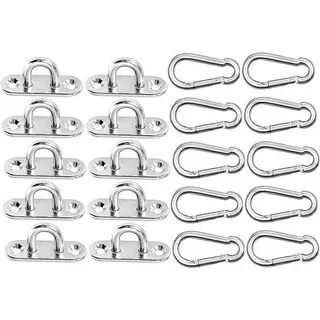 Gartenhaken-Set, Wandhaken, 10 Stahl-Augen und 10 Karabinerhaken für Luifeln, Dekorationsseile und Netze, Außenanlagen für den Garten