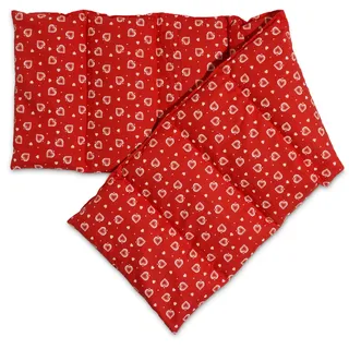 Traubenkernkissen 75x20cm groß 8-Kammer, Herzen-rot - Wärmekissen, Körnerkissen für Mikrowelle und Backofen