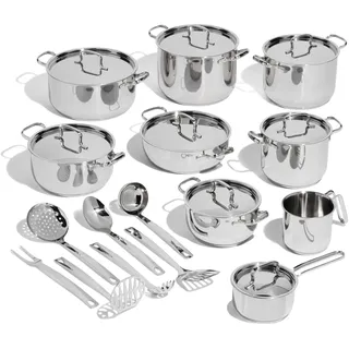 Lagostina Sfiziosa Topf-Set 24-tlg. 5 x Kasserolle + 3 x Topf + Milchtopf + 8 x Deckel + 7 x Küchenutensilien