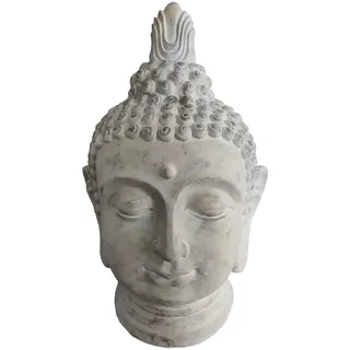 Relaxdays Buddha Kopf, HBT: 78x45x39 cm, XXL Zen-Deko für Wohnzimmer , Garten, Dekofigur, wetterfest, frostsicher, beige
