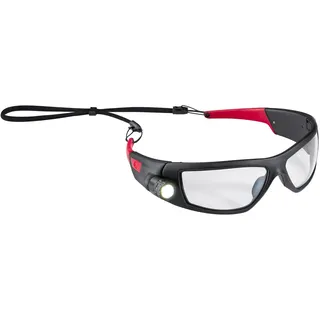 Coast SPG500 Wiederaufladbare LED-Sicherheitsbrille mit Beleuchtung, Bulls-Eye Spot-Strahl, ANSI Z87 Standard, 2 Kratzfeste Gläser (Klar, Gelb) inklusive, UV-Schutz, inkl. Schutzetui (Schwarz/Rot)