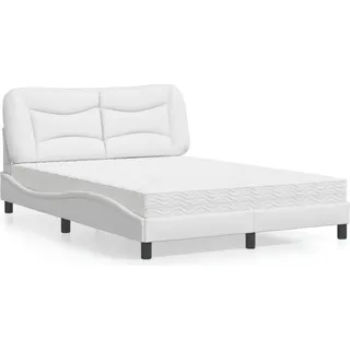 vidaXL Bett mit Matratze "Hvar" Weiß 140x190 cm Kunstleder - Weiß