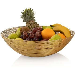 Obstschale Drahtstruktur Brotkorb Obstkorb Metall rund gold Ø 40 cm