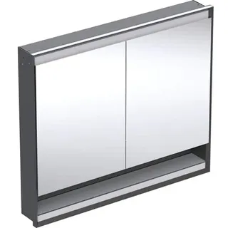 Geberit ONE Spiegelschrank mit ComfortLight, 2 Türen, Unterputzmontage, mit Nische, 105x90x15cm, 505.824.00.7, Farbe: schwarz matt / Aluminium pulverbeschichtet