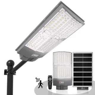 Rhein Beleuchtung Solarleuchte Kunststoff/Metall IP66/IP67 330/144 LEDs inkl. Bewegungsmelder schwarz/weiß