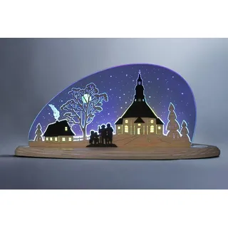 Motivleuchte Seiffener Kirche Länge ca 47cm NEU Schwibbogen Lichterbogen LED Erz