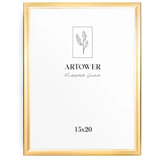 Artower® Bilderrahmen Gold Metall Dünner Rahmen für 15 x 20 cm | Posterrahmen Groß Collage | Picture Frame Metal 15x20 cm | Aluminium Schmal Bilderrahmen | Gold Poster Rahmen
