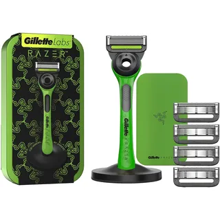 Gillette Labs mit Reinigungs-Element, Razer Limited Edition Rasierer und Reise-Etui zur Aufbewahrung unterwegs, 1 Griff, 5 Klingen, Magnetdock