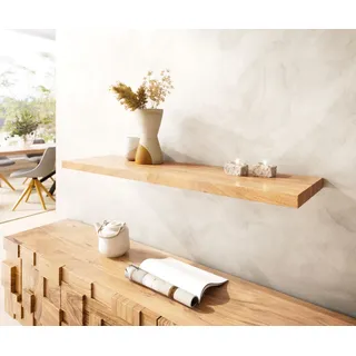 Wandregal Edge 100 cm Akazie Natur gerade Kante Massiv