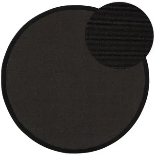 Kunstloft Sisalteppich Sana Schwarz ø 250 cm rund , Naturmaterialen , Beton Optik , Rund , 250x1 cm , Gots , für Fußbodenheizung geeignet , Teppiche und Böden, Teppiche
