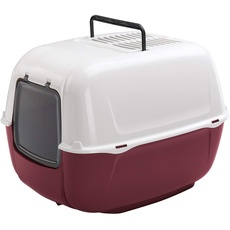 FERPLAST - Katzentoilette - Katzenklo mit Deckel - Schwingtür - Aktivkohlefilter zur Geruchsneutralisierung - Katzenklo Groß - Cat Litter Box - 39,5 X 52,5 x h 38 cm - Prima Toilette, BORDEAUX