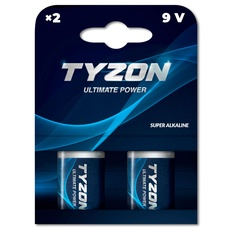 TYZON 9V Super Alkaline-Batterien, 2 Stück - Kraftvolle Energie für anspruchsvolle Geräte