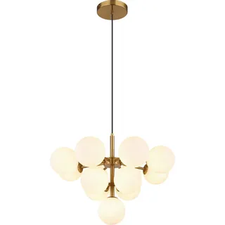 Novel Hängeleuchte , Opal, Goldfarben , Metall, Glas , 120 cm , Lampen & Leuchten, Innenbeleuchtung, Hängeleuchten, Pendelleuchten