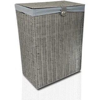 Clarisworld Wäschekorb aus Kunstharz mit Deckel, Schloss und herausnehmbarem Futter, Aufbewahrungskorb (grau) B 45 x T 32 x H 59 cm