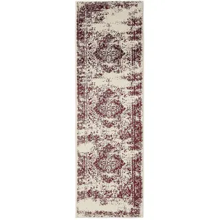 benuta Vintage-Läufer, Creme, Rot, Kunststoff, Vintage, Rechteckig, 80x240 cm, Oeko-Tex® Standard 100, für Fußbodenheizung geeignet, in verschiedenen Größen erhältlich, pflegeleicht, Teppiche & Böden, Teppiche, Teppichläufer