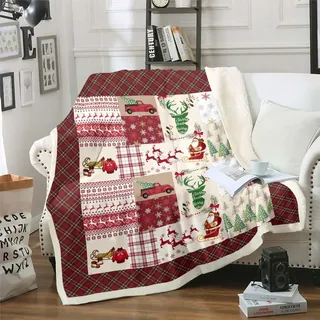 Homewish Weihnachts Kuscheldecke 75x100 Schneeflocke Fuzzy Decke Hirsch Geweih Weihnachtsmann Decken für Kinder Teen Rot Schwarz Büffel Karierte Fleecedecken Rustikale Grüne Weihnachten Plüsch Decke