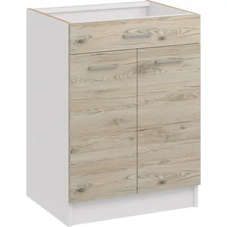 Roe Furniture | Küchenunterschrank 60 cm - Eiche Bordeaux - Braun - 1 Schublade - 2 Türen - Ohne Arbeitsplatte - Unterschränke Küche - DS61 - Braun