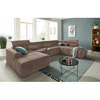 DOMO. collection DOMO collection Wohnlandschaft »Brandon«, whlw. mit Sitztiefenverstellung, whlw. Nierenkissen« mit Kopfteilverstellung, wahlweise Sitztiefenverstellung, U-Form,