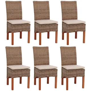 Mendler Esszimmerstuhl M44 Rattan Braun 6er Set