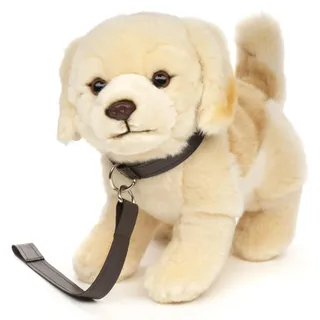 Uni-Toys - Golden Retriever Welpe, stehend (mit Leine) - 22 cm (Höhe) - Plüsch-Hund, Haustier - Plüschtier, Kuscheltier