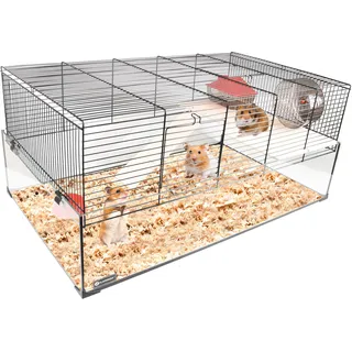 Flamingo Hamsterkäfig Vitru 3 – Schwarz, 78 × 48 × 34,5 cm | Extra Geräumig, Stabil & Perfekt für kleine Nager!