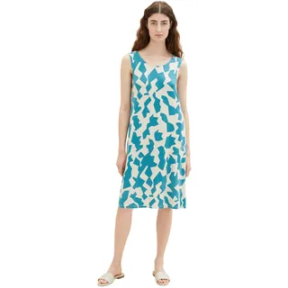 TOM TAILOR Damen 1036803 Basic Jerseykleid, 32146-Petrol Big Abstract Design, 34