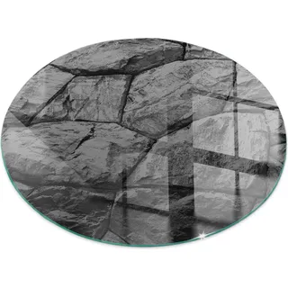 Naturstein-Muster – Glasbodenplatte für – Kaminofen – Kaminplatte Glas – Schutzglas – Funkenschutzplatte –Glasbodenplatte Feuerfeste – Hitzeschutzplatte – Bodenschutz aus Glas – fi 70cm
