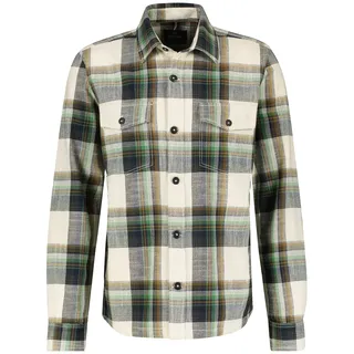 Outdoorhemd LERROS "Karierte Hemdjacke", Herren, Gr. 6XL, extraweit, weiß (fog weiß), 100% Baumwolle, Hemden Outdoorhemd