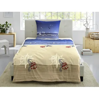 IRISETTE Easy 8163 Seersucker Blau 135 x 200 cm + 2 x 80 x 80 cm